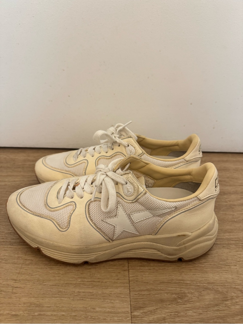 Golden Goose Cream Running Sneakers